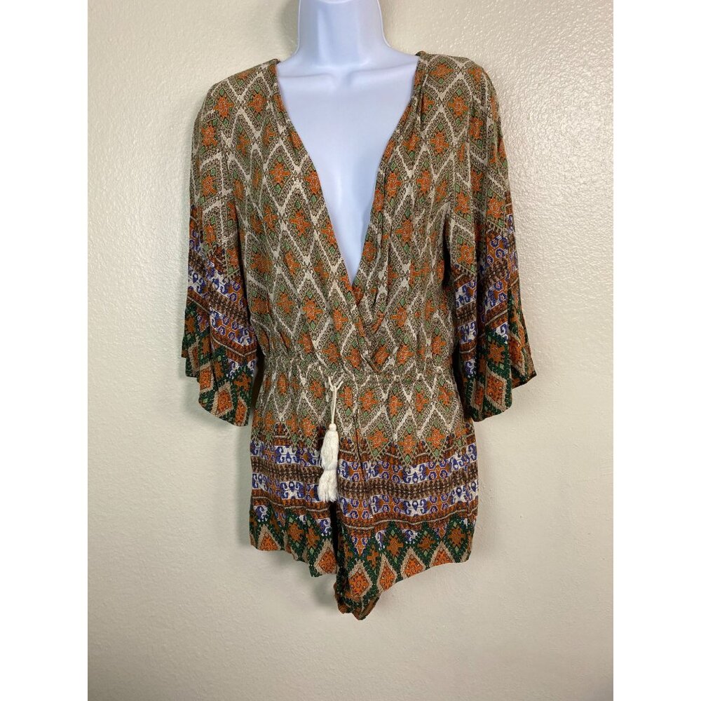Jaase Boho Romper Jumpsuit Women size Medium Tassel Hippie Artsy Art to wear